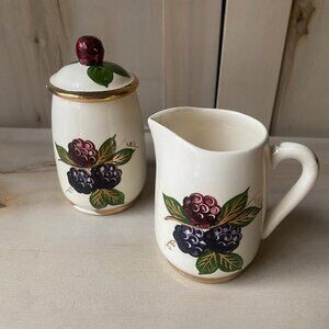 VTG Knotts Berry Farm Hand Painted Sugar Dish creamer set cottagecore gilded